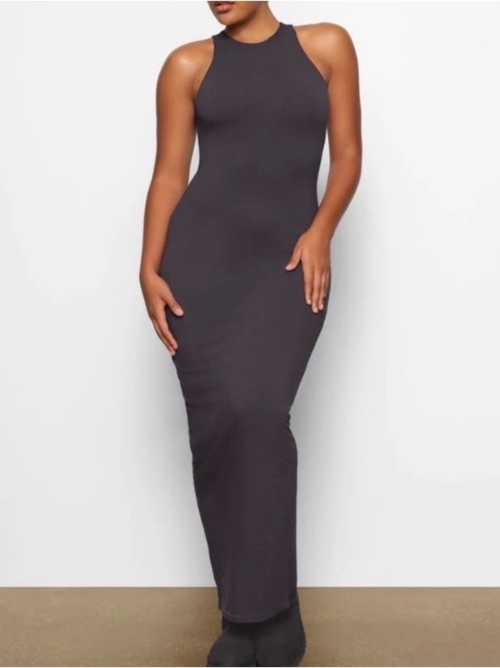 Skims Outdoor Tank Maxi Dress Ash Grey Large L EUC Worn 1x